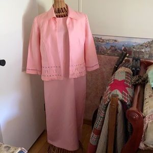 Cool coral blush 2 pc jacket midi dress